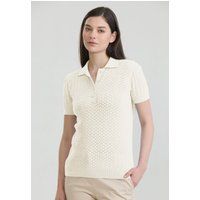 Strick-Poloshirt mit Ajourmuster aus Baumwolle