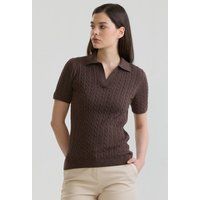 Kurzärmeliges Poloshirt mit Zopfmuster
