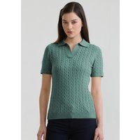 Zopfstrick-Poloshirt aus Baumwolle