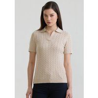 Kurzarm-Strickpolo mit Zopfmuster