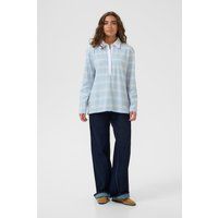 Gestreiftes Oversize-Langarm-Poloshirt
