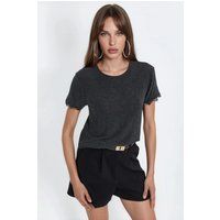 Rundhals-T-Shirt mit Spitzendetails