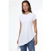 Asymmetrisches Kurzarm-Shirt mit Faltenwurf
