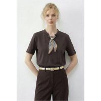 Oversized Baumwoll-T-Shirt mit Schal-Detail