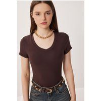 Essenzielles Slim-Fit V-Ausschnitt Oberteil