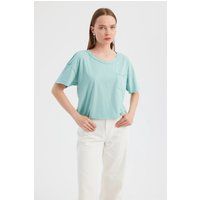 Lockeres Baumwoll-T-Shirt mit Brusttasche