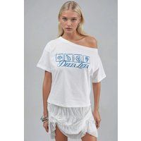 Schulterfreies T-Shirt mit Grafikprint
