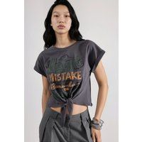 Bedrucktes Crop-Top mit Knotendetail