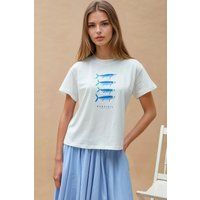 Baumwoll-T-Shirt mit Sardinien-Fischgrafik