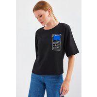 T-Shirt mit Grafikprint und Struktur