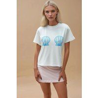Baumwoll-T-Shirt mit Muschelgrafik