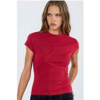 T-Shirt mit gesticktem Herzmotiv