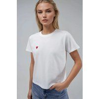 Besticktes Herz-T-Shirt aus Baumwolle