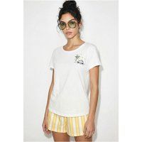 Baumwoll-T-Shirt mit Strand-Stickerei