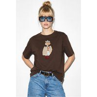 Besticktes T-Shirt mit Grafik-Motiv