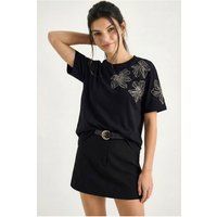 Besticktes T-Shirt mit Blumenmuster