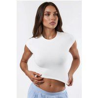 Enganliegendes Crop-Top mit Rundhalsausschnitt