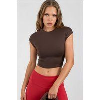 Eng anliegendes Crop-T-Shirt mit Rundhalsausschnitt