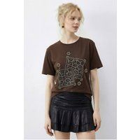 Crew-Neck T-Shirt mit Pailletten-Leopard-Druck