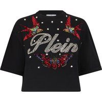 Verziertes Crop-Top mit Grafik-Print