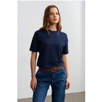 Klassisches Baumwollshirt mit Rundhalsausschnitt