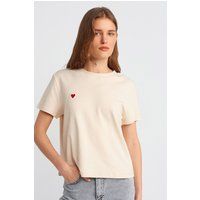 T-Shirt mit Herz-Stickerei