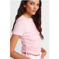 Geripptes Henley-Tee mit Seitenbindung