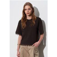 T-Shirt mit Spitzenbesatz aus Baumwolljersey