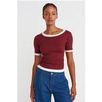 Schmal geschnittenes Ringer-T-Shirt mit Kontrastbesatz