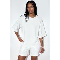 Lockeres Rundhals-T-Shirt mit Schlitzen