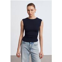 Ripp-Ärmelloses Rundhals-Tanktop