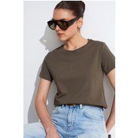 Rundhals-T-Shirt aus Baumwolle und Tencel
