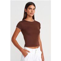 Slim Fit Crop-Top mit Kontrastborte
