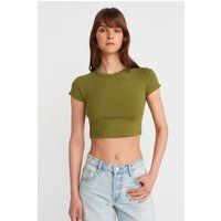 Geripptes Slim-Fit Crop T-Shirt
