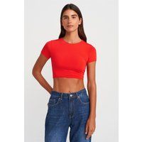 Eng anliegendes Crop-Jersey-T-Shirt