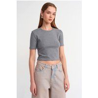 Slim-Fit Rippstrick-Crop-Shirt