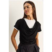 Minimalistisches T-Shirt mit Wasserfallausschnitt