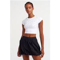 Verziertes Rippstrick-Crop-Top