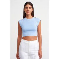 Ärmelloses Rippstrick Crop-Top