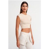 Ärmelloses geripptes Strick-Crop-Top