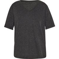 V-Ausschnitt Shirt mit Metallic-Waffelstruktur