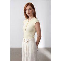 Figurbetontes geripptes Henley-Top