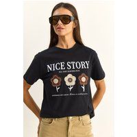 Besticktes Relaxed-Fit T-Shirt mit Blumen