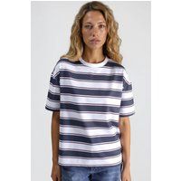 Gestreiftes Oversized-T-Shirt mit Rundhalsausschnitt