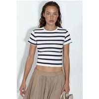 Gestreiftes Crop-Top aus Baumwollmix