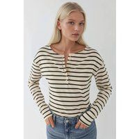 Gestreiftes Langarm-Henley-Top