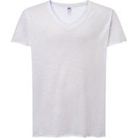 Leichtes Slub-Baumwoll-T-Shirt mit V-Ausschnitt