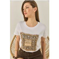 T-Shirt mit Leoparden-Grafikpatch