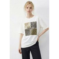 T-Shirt mit Animal-Print-Pailletten