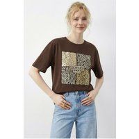T-Shirt mit Tierprint-Pailletten-Grafik